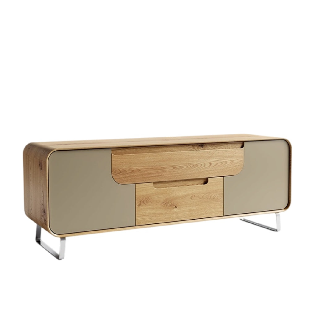 **Technische Titel in het Nederlands:** **Moderne houten TV-kast met metallic poten**