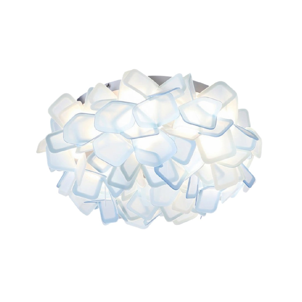**Technische titel in het Nederlands:** **Design plafondlamp met kleurrijke, opaalachtige schalen**