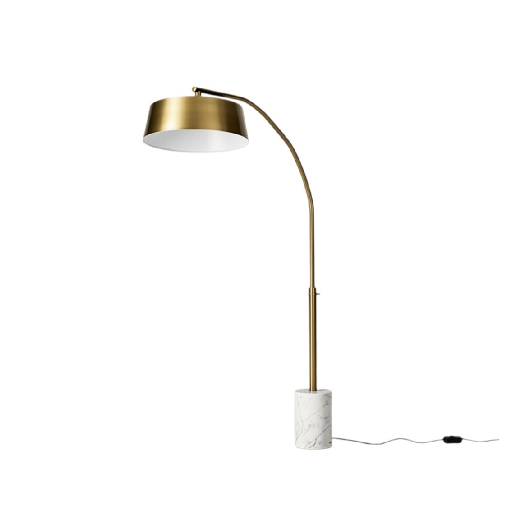 **Moderne vloerlamp met marmeren voet en gouden afwerking**